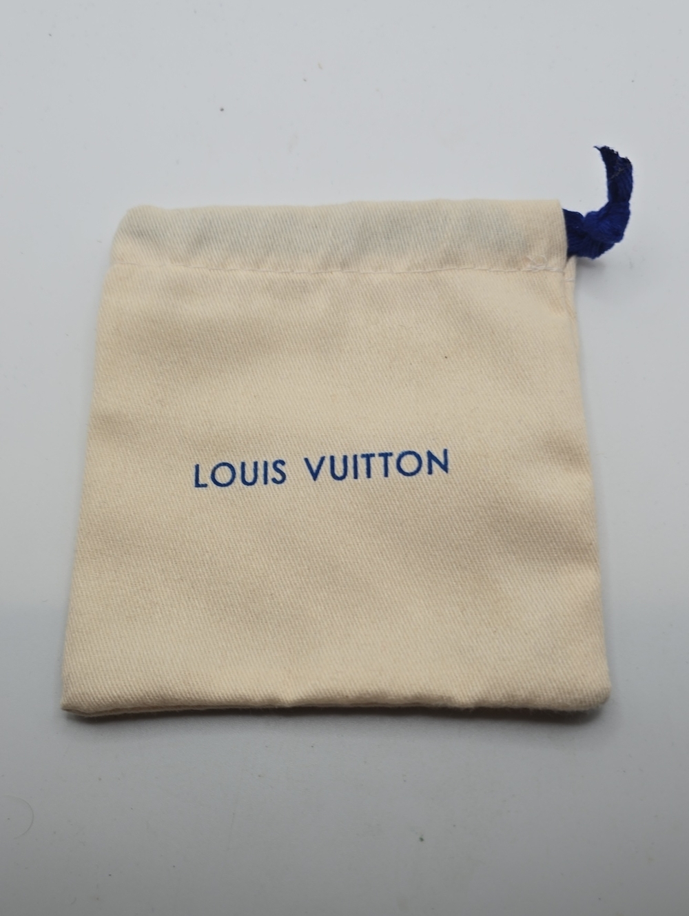 Louis Vuitton Cream Dust Pouch with Blue Logo